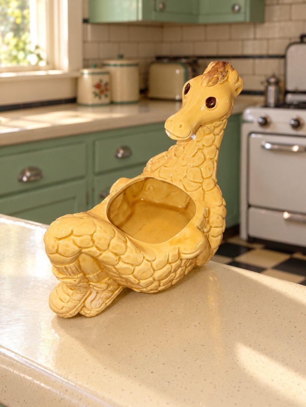 Vintage Ceramic Giraffe Planter